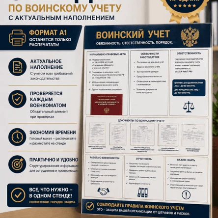 Плакат-стенд по воинскому учету без водяных знаков