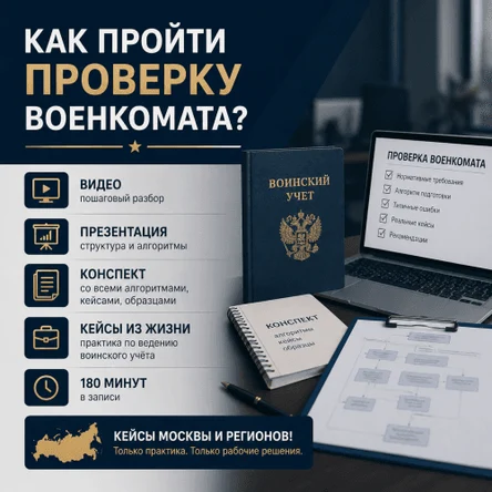 Урок в записи "Как пройти проверку военкомата" с материалами
